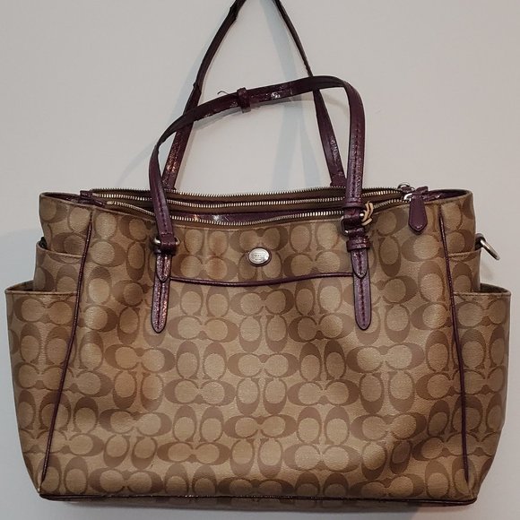 Coach brown and burgundy diaper laptop business bag - Picture 1 of 1